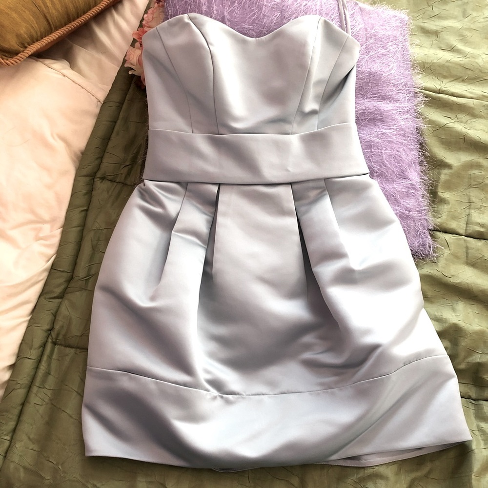 Priscilla of Boston Baby Blue Mini Strapless Dress